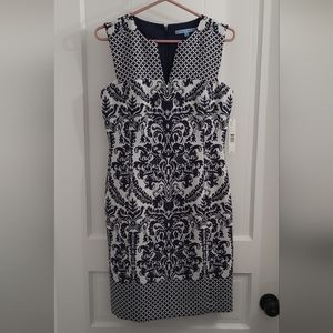 Antonio Melani Womens Sz 4 Navy Blue/Ivory Dress Sheath Fitted (NWT)